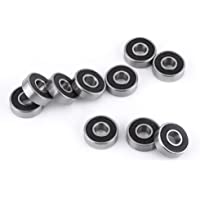 Rodamientos para monopatín - 10PCS 608-2RS Rodamiento de bolas de doble cara con caucho negro sellado de ranura profunda